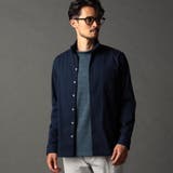67ネイビー | リバーシブルドビー スタンドカラーシャツ | NICOLE