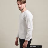 09ホワイト | 【HIDEAWAYS BLACK】切替タックボーダー長袖ニット | NICOLE