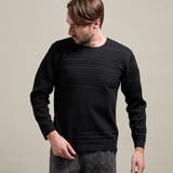 49ブラック | 【HIDEAWAYS BLACK】切替タックボーダー長袖ニット | NICOLE