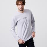 19ライトグレー | ストレッチポンチジェルプリントＶネック長袖Tシャツ | NICOLE