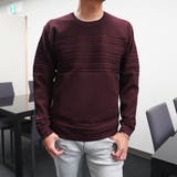 07ボルドー | 切替タックボーダークルーネックニット | NICOLE
