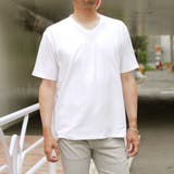 09ホワイト | ダイヤ柄リンクスジャカード半袖Vネックカットソー | NICOLE