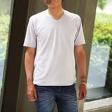 19ライトグレー | ダイヤ柄リンクスジャカード半袖Vネックカットソー | NICOLE