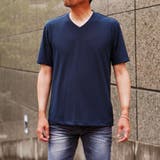 60ブルー | ダイヤ柄リンクスジャカード半袖Vネックカットソー | NICOLE