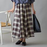 28オフホワイト | ウエストリブ付きモールチェックフレアスカート | NICOLE