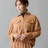15キャメル | カラーデニム裾ドロスト入りシャツ | NICOLE