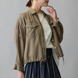 46カーキ | カラーデニム裾ドロスト入りシャツ | NICOLE