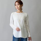 28オフホワイト | 布帛ヘムドッキングロングスリーブTシャツ | NICOLE