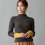 39チャコールグレー | ボトルネック配色リブニット | NICOLE