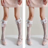 白+白 | 2組セット組み合わせ自由 リボン ニーハイソックス | nijibra