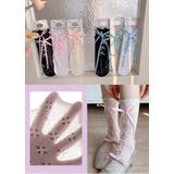 レ－スリボンソックス ニーハイソックス レ－スアップ | nijibra | 詳細画像6 