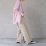 綿100％シャンブレーイージーワイドパンツ ハイウエスト ウエストゴム | nijibra | 詳細画像4 