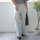 ウエストゴム楽ちんな履き心地 デニムワイドパンツ センタープレスワイドパンツ | nijibra | 詳細画像6 
