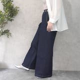 ウエストゴム楽ちんな履き心地 デニムワイドパンツ センタープレスワイドパンツ | nijibra | 詳細画像7 