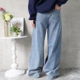 フロントのタックデニムパンツ ワイドパンツ ジ－ンズ | nijibra | 詳細画像2 