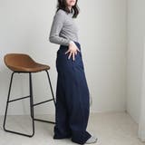 フロントのタックデニムパンツ ワイドパンツ ジ－ンズ | nijibra | 詳細画像9 