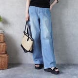ユ－ズドネイビ－ | ウエストゴムで楽ちん!ワイドパンツ デニムワイドパンツ オフィスカジュアル | nijibra