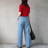 ウエストゴムで楽ちん!ワイドパンツ デニムワイドパンツ オフィスカジュアル | nijibra | 詳細画像3 