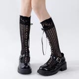 ブラック(黒リボン) | レ－スリボンソックス ニーハイソックス レ－スアップ | nijibra