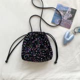 ブラックその他 | キラっと輝くスパンコール巾着バッグ ミニバッグ ショルダーバッグ | nijibra