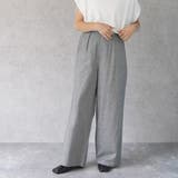 ブラック | 綿100％シャンブレーイージーワイドパンツ ハイウエスト ウエストゴム | nijibra