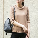 ベージュ | リブニットシルバーリングワンショルダー風5分袖プルオーバー レディース トップス | NinaetLina