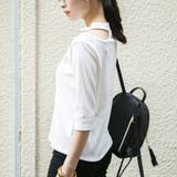 リブニットシルバーリングワンショルダー風5分袖プルオーバー レディース トップス | NinaetLina | 詳細画像2