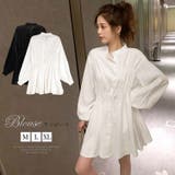 ノーカラーシャツワンピース ウエストマーク シャツワンピース | NinaetLina | 詳細画像1