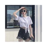 クルーネック前リボン半袖Tシャツ レディース トップス | NinaetLina | 詳細画像1