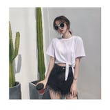 クルーネック前リボン半袖Tシャツ レディース トップス | NinaetLina | 詳細画像3