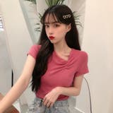 ピンク | アシメネック半袖カットソー レディース トップス | NinaetLina