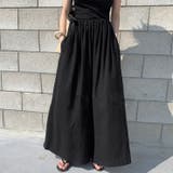 ブラック | リネン風ワイドパンツ レディース 春 | NinaetLina