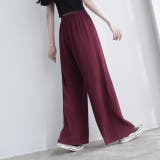 ワインレッド | セルフカット可プリーツワイドパンツレディース プリーツ 春 | NinaetLina