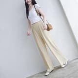 ベージュ | セルフカット可プリーツワイドパンツレディース プリーツ 春 | NinaetLina