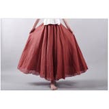 バーガンディ | 選べる丈リネンフレアロングスカート マキシスカート ロングスカート | NinaetLina