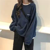 ネイビー | ワンポイントロゴクルーネックカットソー レディース トップス | NinaetLina