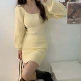 ベージュ | スクエアネックニットワンピース レディース ニット | NinaetLina