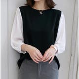 ブラック×ホワイト | レディース 切替七分丈袖 Tシャツ | NinaetLina