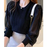 ブラック | シアーアーム切り替えブラウス レディース トップス | NinaetLina