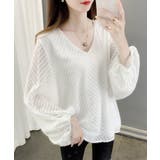 シアーVネックバルーンスリーブブラウス | NinaetLina | 詳細画像2