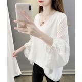 シアーVネックバルーンスリーブブラウス | NinaetLina | 詳細画像4