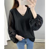 シアーVネックバルーンスリーブブラウス | NinaetLina | 詳細画像10