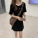 ブラック | ライン入りチュニックカットソー レディース トップス | NinaetLina