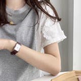 袖シフォン切り替え半袖カットソー トップス レディース | NinaetLina | 詳細画像3