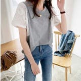 袖シフォン切り替え半袖カットソー トップス レディース | NinaetLina | 詳細画像5