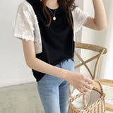 袖シフォン切り替え半袖カットソー トップス レディース | NinaetLina | 詳細画像8