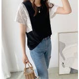 袖シフォン切り替え半袖カットソー トップス レディース | NinaetLina | 詳細画像10