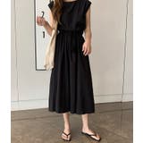 ブラック | 綿麻ノースリーブワンピース レディース ワンピース | NinaetLina