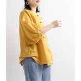 リネン混ノーカラー半袖シャツ レディース トップス | NinaetLina | 詳細画像3