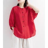 リネン混ノーカラー半袖シャツ レディース トップス | NinaetLina | 詳細画像4